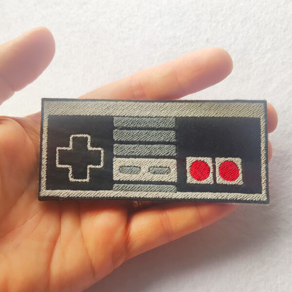 Bling! Handmade, Nintendo NES Controller, Nintendo NES Controller Patch, Nintendo Controller Patch, Patch, NES Patch, Nintendo Patch, Arcade, Neo Geo, neogeo, Nintendo, Sega, Playstation, Atari, Jamma, Gaming, Videogame, Videogames, Pixel, Art, Patches, Embroidery, Bordados, Handmade, Emblems, Emblema, Applique, Pin, Badges, Uniform, Hat, Backpack, Clothing, Clothes, Velcro, Jackets, Gifts, Jeans