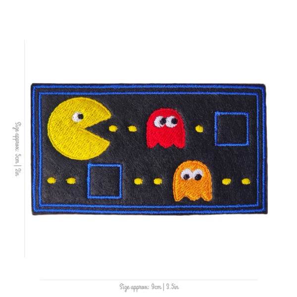 Bling! Handmade, Pac Man Patches, Pac Man Patch, Patch, Galaga, Namco, 8bits, Vintage, Arcade, Neo Geo, neogeo, Nintendo, Sega, Playstation, Atari, Jamma, Gaming, Videogame, Videogames, Pixel, Art, Patches, Embroidery, Bordados, Handmade, Emblems, Emblema, Applique, Pin, Badges, Uniform, Hat, Backpack, Clothing, Clothes, Velcro, Jackets, Gifts, Jeans