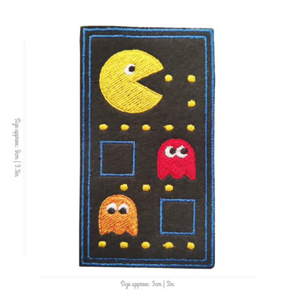 Bling! Handmade, Pac Man Patches, Pac Man Patch, Patch, Galaga, Namco, 8bits, Vintage, Arcade, Neo Geo, neogeo, Nintendo, Sega, Playstation, Atari, Jamma, Gaming, Videogame, Videogames, Pixel, Art, Patches, Embroidery, Bordados, Handmade, Emblems, Emblema, Applique, Pin, Badges, Uniform, Hat, Backpack, Clothing, Clothes, Velcro, Jackets, Gifts, Jeans