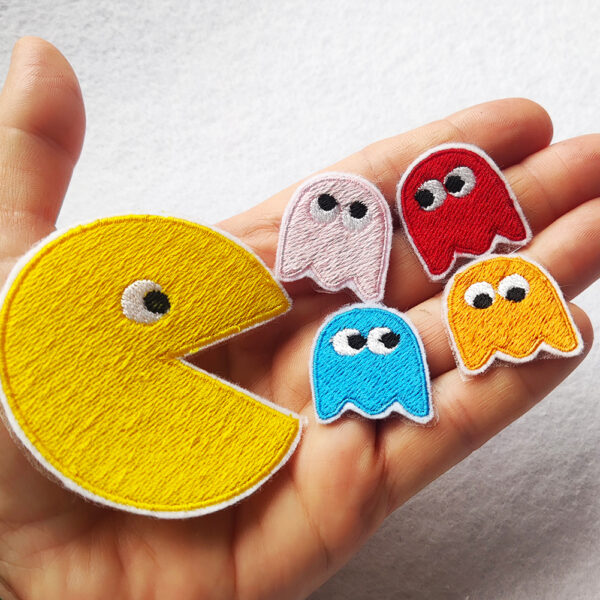 Bling! Handmade, Pac Man Patches, Pac Man Patch, Patch, Galaga, Namco, 8bits, Vintage, Arcade, Neo Geo, neogeo, Nintendo, Sega, Playstation, Atari, Jamma, Gaming, Videogame, Videogames, Pixel, Art, Patches, Embroidery, Bordados, Handmade, Emblems, Emblema, Applique, Pin, Badges, Uniform, Hat, Backpack, Clothing, Clothes, Velcro, Jackets, Gifts, Jeans