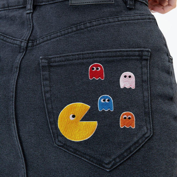 Bling! Handmade, Pac Man Patches, Pac Man Patch, Patch, Galaga, Namco, 8bits, Vintage, Arcade, Neo Geo, neogeo, Nintendo, Sega, Playstation, Atari, Jamma, Gaming, Videogame, Videogames, Pixel, Art, Patches, Embroidery, Bordados, Handmade, Emblems, Emblema, Applique, Pin, Badges, Uniform, Hat, Backpack, Clothing, Clothes, Velcro, Jackets, Gifts, Jeans