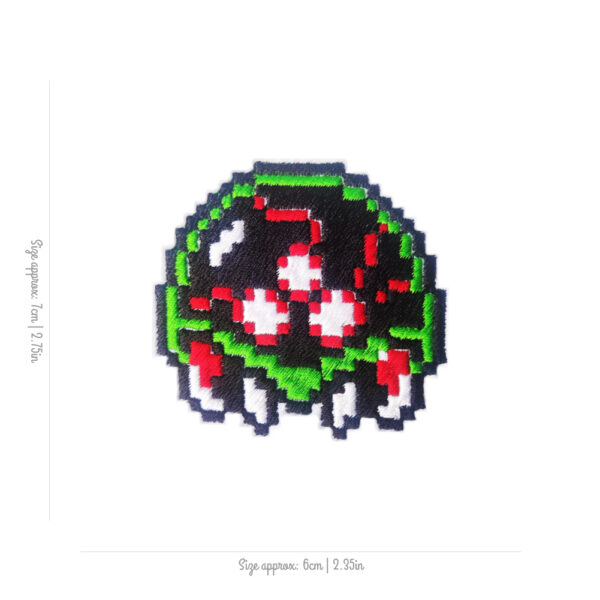 Bling Handmade, Metroid Game, Metroid Patch, Game Patch, Patch, Samus Aran, Retro, Classic, Game Boy, Arcade, Neo Geo, neogeo, Nintendo, Sega, Playstation, Atari, Jamma, Gaming, Videogame, Videogames, Pixel, Art, Patches, Embroidery, Bordados, Handmade, Emblems, Emblema, Applique, Pin, Badges, Uniform, Hat, Backpack, Clothing, Clothes, Velcro, Jackets, Gifts, Jeans