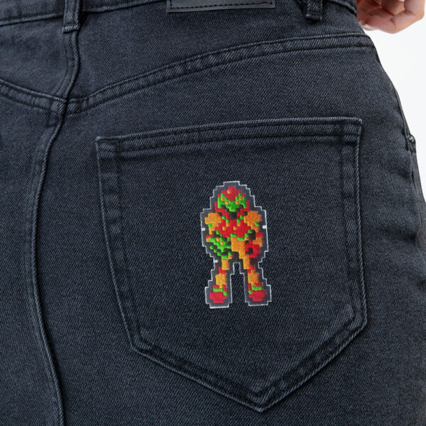 Bling Handmade, Metroid Game, Metroid Patch, Game Patch, Patch, Samus Aran, Retro, Classic, Game Boy, Arcade, Neo Geo, neogeo, Nintendo, Sega, Playstation, Atari, Jamma, Gaming, Videogame, Videogames, Pixel, Art, Patches, Embroidery, Bordados, Handmade, Emblems, Emblema, Applique, Pin, Badges, Uniform, Hat, Backpack, Clothing, Clothes, Velcro, Jackets, Gifts, Jeans