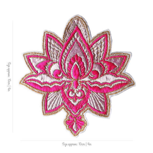 Bling! Handmade, Lotus Patch Flower, Lotus Patch, Flower, Nelumbo nucifera, Nelumbo, Mistic, Nature, Mandala, Symbol, Magic, Beauty, Patches, Embroidery, Bordados, Handmade, Emblems, Emblema, Applique, Pin, Badges, Uniform, Hat, Backpack, Clothing, Clothes, Velcro, Jackets, Gifts, Jeans