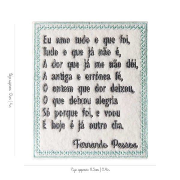 Bling! Handmade, Fernando Pessoa Patch, Fernando Pessoa, Alberto Caeiro, Álvaro de Campos, Ricardo Reis, Bernardo Soares, Poem, Poetry, Poesia, Porto, Lisboa, Lisbon, Camões, Saudade, Portugal, Portuguese, Tradition, Patches, Embroidery, Bordados, Handmade, Emblems, Emblema, Applique, Pin, Badges, Uniform, Hat, Backpack, Clothing, Clothes, Velcro, Jackets, Gifts