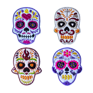 Bling Handmade, Day of the Dead Sugar Skull Patch, Halloween, Party, Death, Honor the Dead, Cemetery, Spanish, Mexican, Mexico, Tradition, Patches, Embroidery, Bordados, Handmade, Emblems, Emblema, Applique, Pin, Badges, Uniform, Hat, Backpack, Clothing, Clothes, Velcro, Jackets, Gifts, Jeans